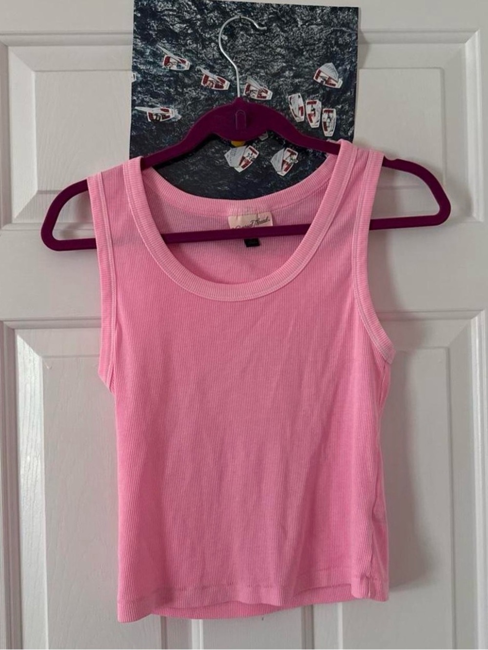 Universal Thread Pink Ribbed Scoop Tank Top